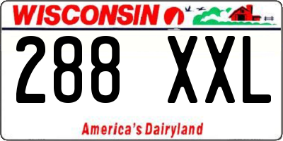 WI license plate 288XXL