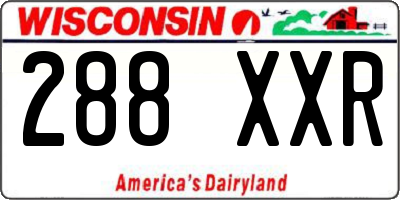 WI license plate 288XXR