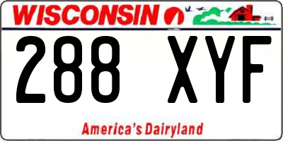 WI license plate 288XYF