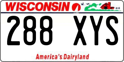 WI license plate 288XYS