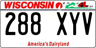 WI license plate 288XYV