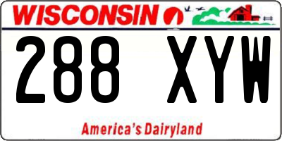 WI license plate 288XYW