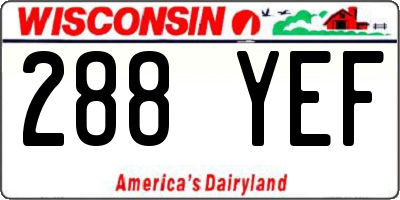 WI license plate 288YEF