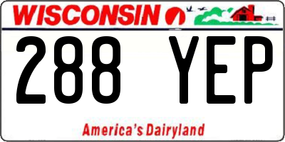 WI license plate 288YEP