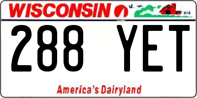 WI license plate 288YET