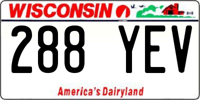 WI license plate 288YEV