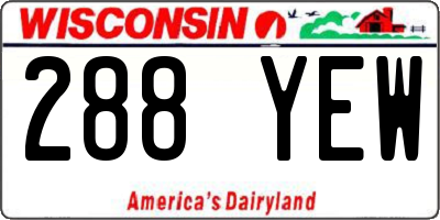 WI license plate 288YEW