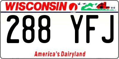 WI license plate 288YFJ