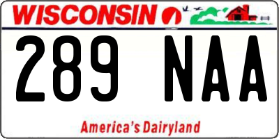 WI license plate 289NAA