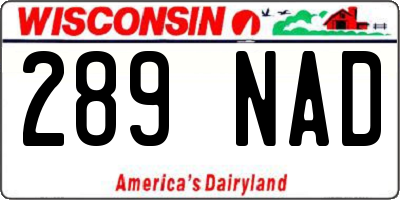 WI license plate 289NAD