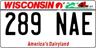 WI license plate 289NAE