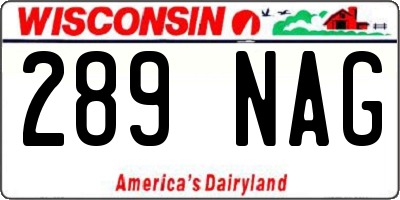 WI license plate 289NAG