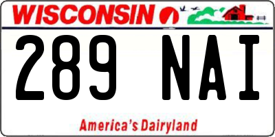 WI license plate 289NAI