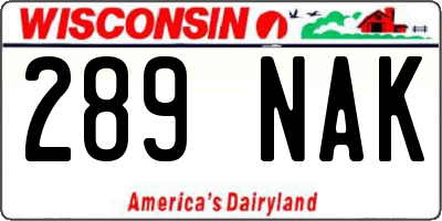 WI license plate 289NAK