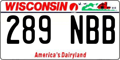 WI license plate 289NBB