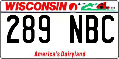 WI license plate 289NBC