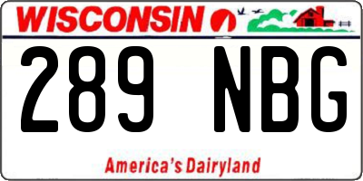 WI license plate 289NBG