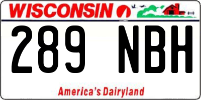 WI license plate 289NBH