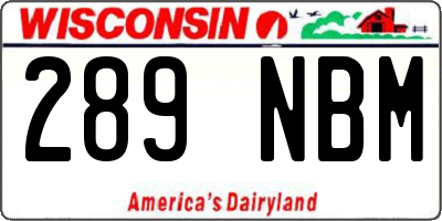 WI license plate 289NBM