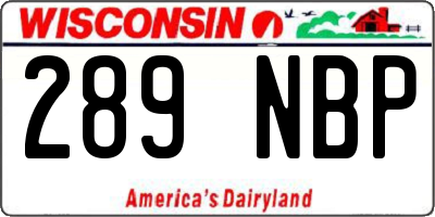 WI license plate 289NBP