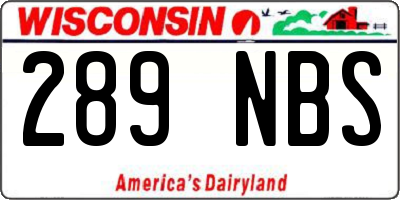WI license plate 289NBS