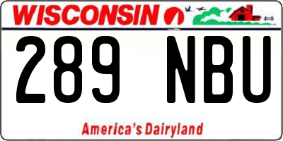 WI license plate 289NBU