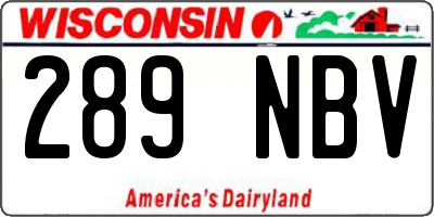 WI license plate 289NBV