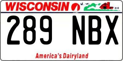 WI license plate 289NBX