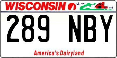 WI license plate 289NBY