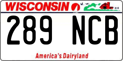 WI license plate 289NCB