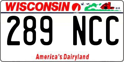 WI license plate 289NCC