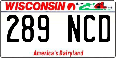 WI license plate 289NCD