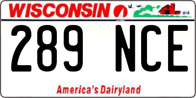 WI license plate 289NCE