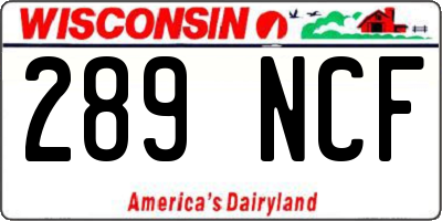 WI license plate 289NCF