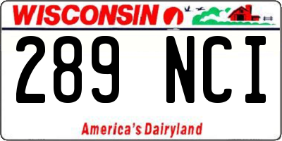 WI license plate 289NCI