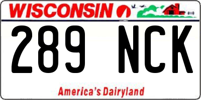 WI license plate 289NCK