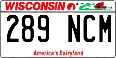 WI license plate 289NCM