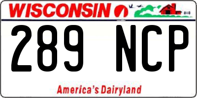 WI license plate 289NCP