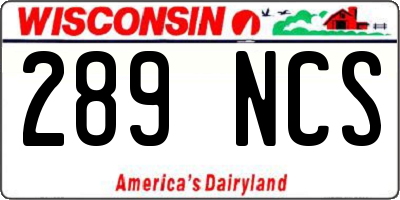 WI license plate 289NCS