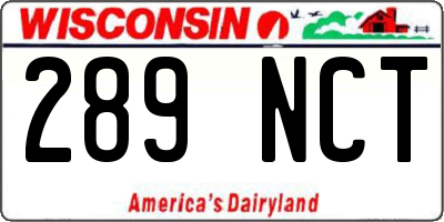 WI license plate 289NCT