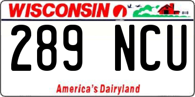 WI license plate 289NCU