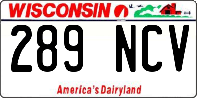 WI license plate 289NCV