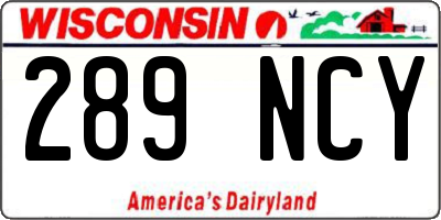 WI license plate 289NCY