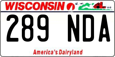 WI license plate 289NDA