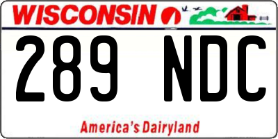 WI license plate 289NDC