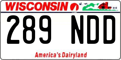 WI license plate 289NDD