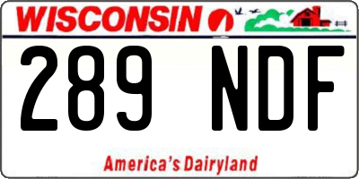 WI license plate 289NDF