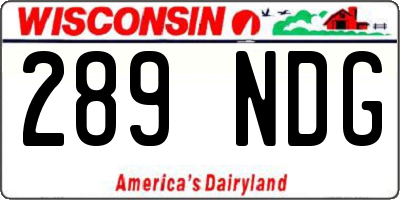 WI license plate 289NDG