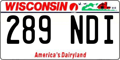 WI license plate 289NDI