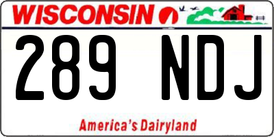 WI license plate 289NDJ